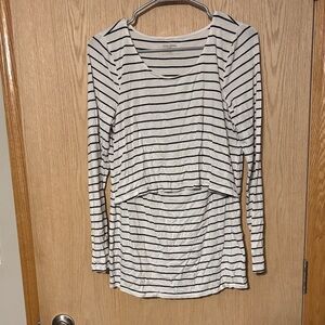 Motherhood Maternity Nursing Striped Long Sleeve Tee
